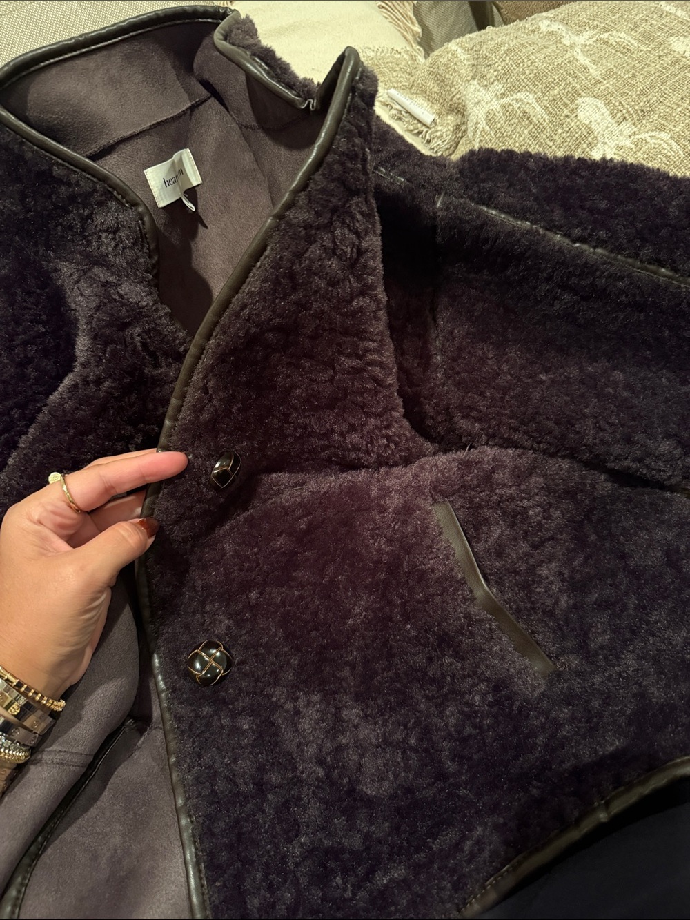 Heartloom Brown Sherpa Coat with Chestnut Texture buttons (NWOT) - Picture 2 of 4